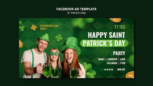 PSD le modèle de facebook pour la célébration de la saint-patrick.