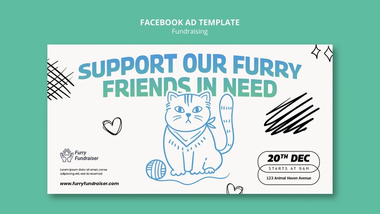 PSD modèle de facebook pour les événements de collecte de fonds