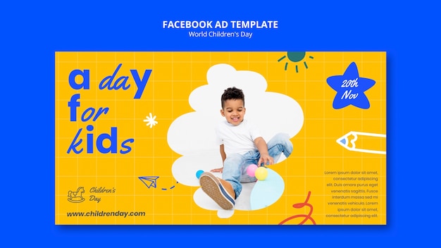 PSD modèle de facebook pour la journée mondiale de l'enfance