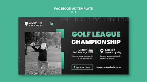 PSD modèle de facebook pour le tournoi de golf