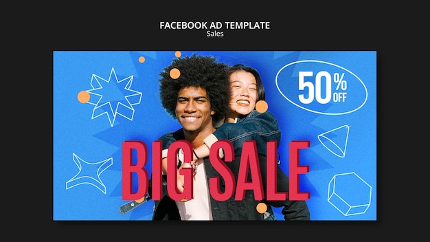 Un modèle de Facebook avec des réductions de ventes.