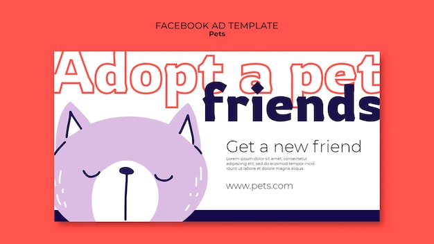 PSD modèle facebook de soins pour animaux de compagnie dessinés à la main