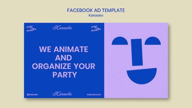 Modèle facebook de soirée karaoké design plat