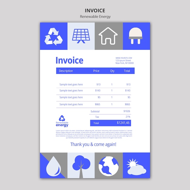 Modèle De Facture D'énergie Renouvelable