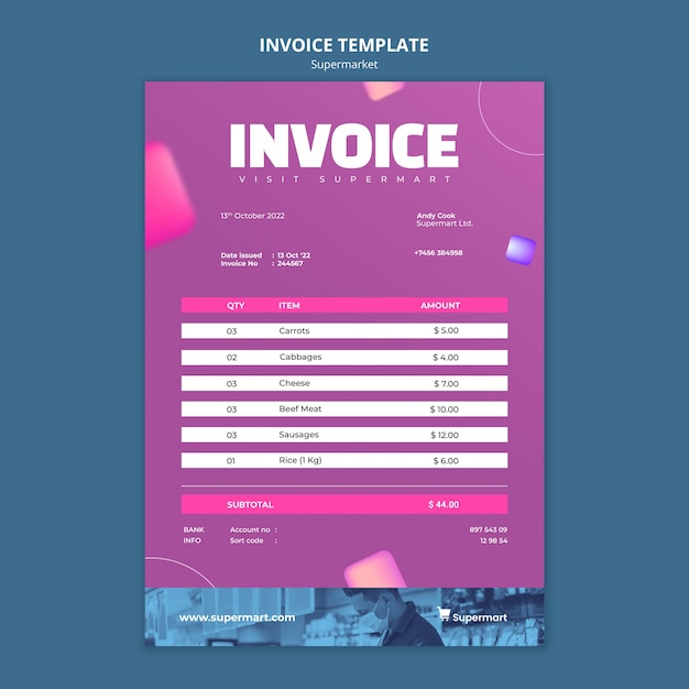 Modèle De Facture D'entreprise De Supermarché