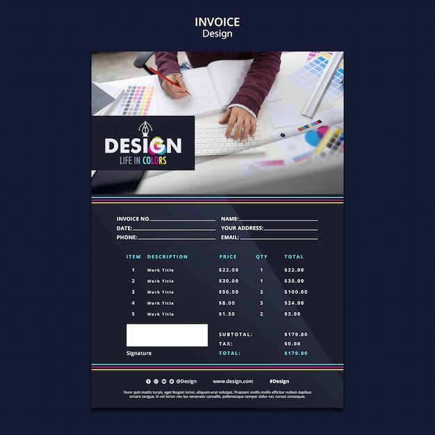 Modèle de facture de profession de graphiste