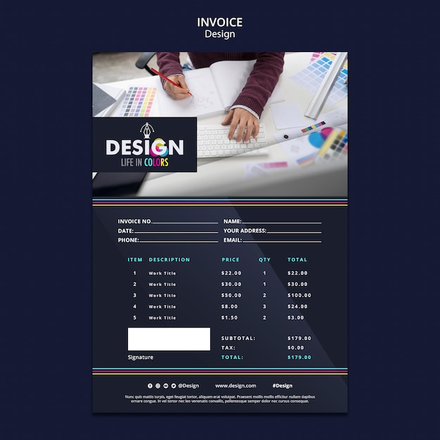 PSD modèle de facture de profession de graphiste
