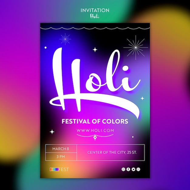 PSD modèle de festival holi dégradé