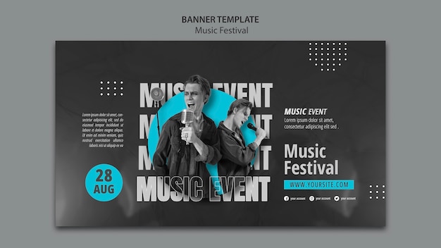 Modèle de festival de musique design plat
