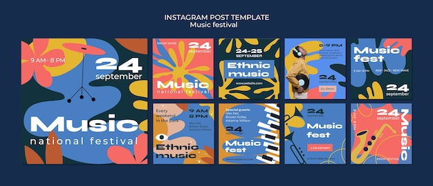 Modèle de festival de musique design plat