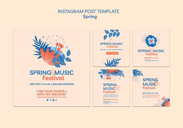 PSD modèle de festival de printemps design plat
