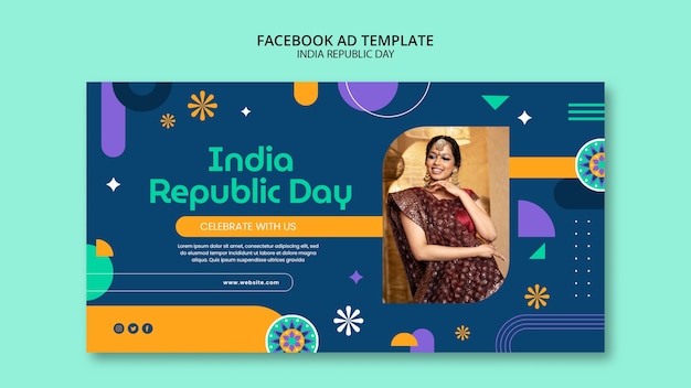 PSD modèle de fête de l'indépendance de l'inde design plat