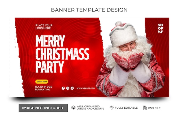 Modèle de fête de Noël du PSD Design pour les bannières