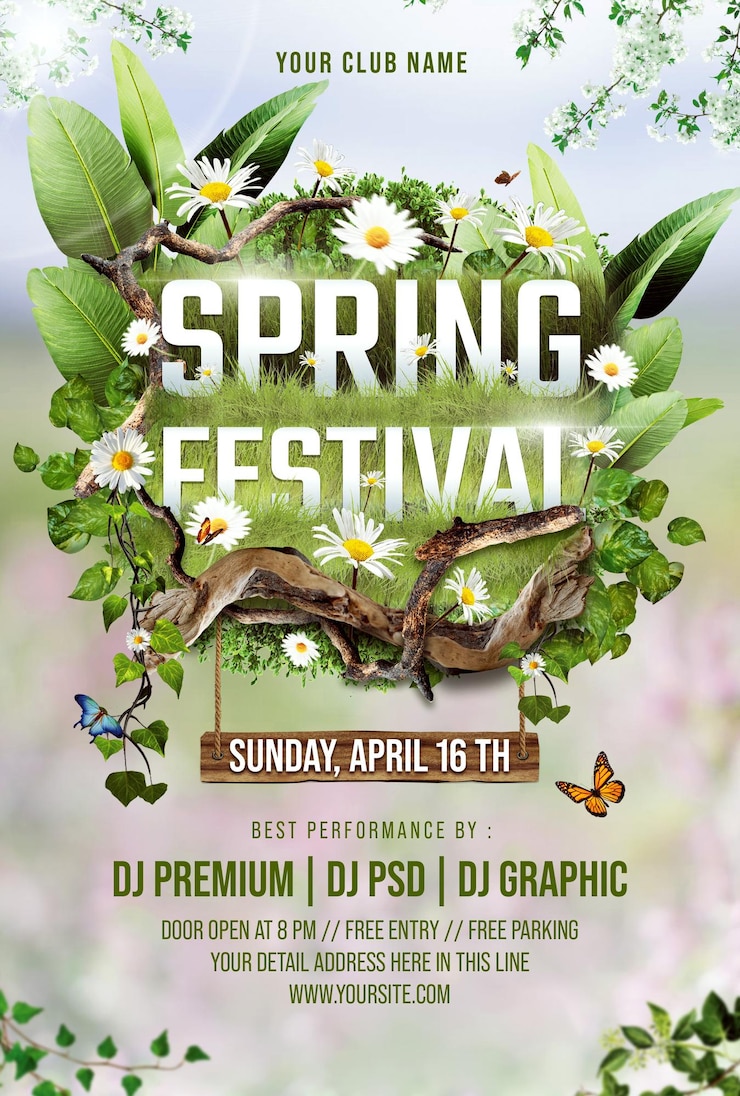 PSD modèle de fichier psd du festival de printemps