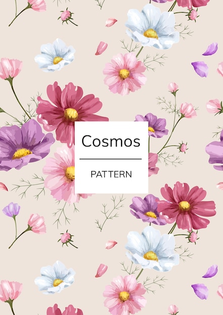 Modèle de fleur cosmos dessinés à la main