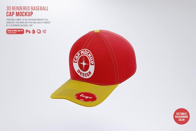 PSD modèle flottant de marque de casquette de baseball réaliste