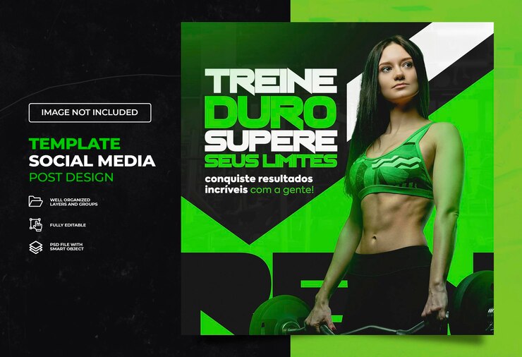 PSD modèle de flux de bannière de médias sociaux de fitness gym psd portugais brésilien