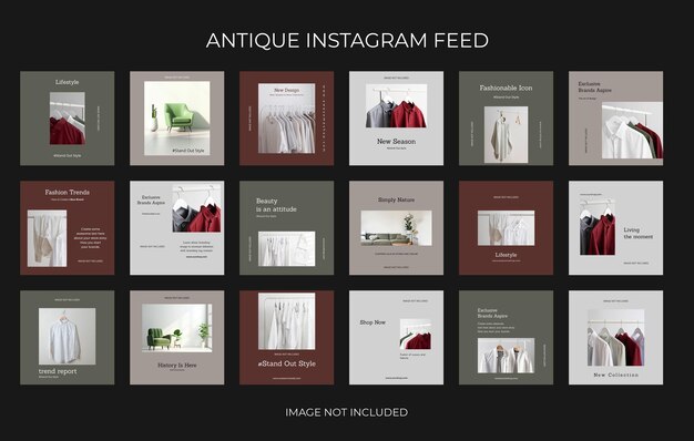 Le Modèle De Flux Instagram De La Collection D'antiquités De Mode Psd
