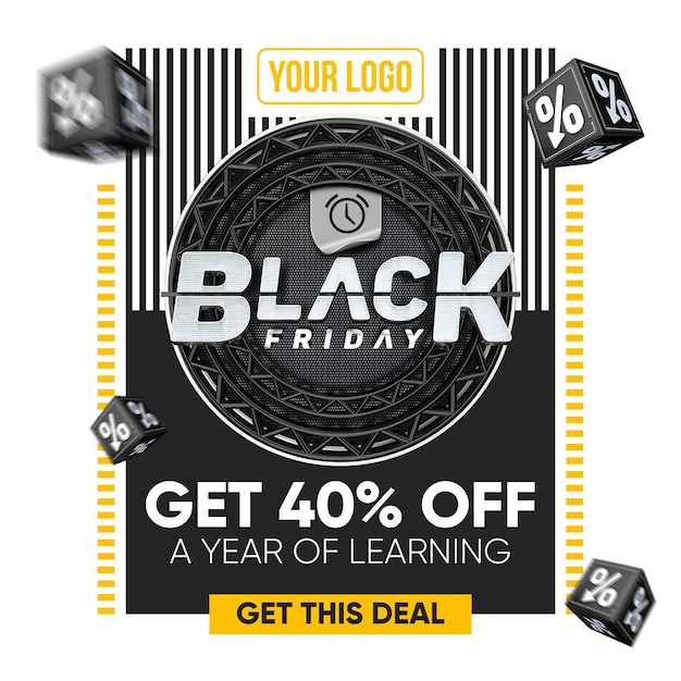 Modèle de flux de médias sociaux du Black Friday avec 40 réductions par an d'apprentissage