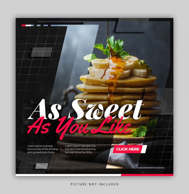 PSD modèle de flux de publication instagram de nourriture dynamique moderne simple