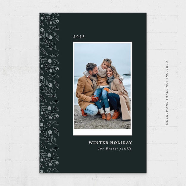 PSD modèle de flyer 4x6 de carte photo de famille d'hiver dans psd v3