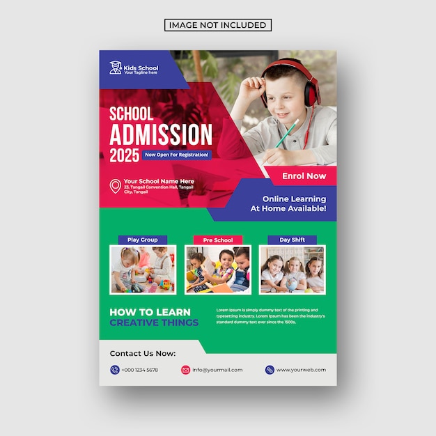 PSD modèle de flyer d'admission à l'école d'éducation des enfants