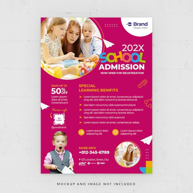 PSD modèle de flyer d'admission à l'école pour enfants en psd