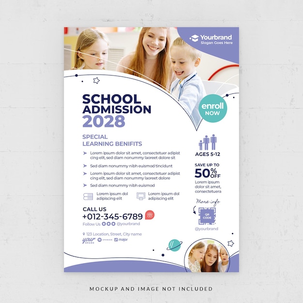 Modèle De Flyer D'admission à L'école Pour Enfants En Psd