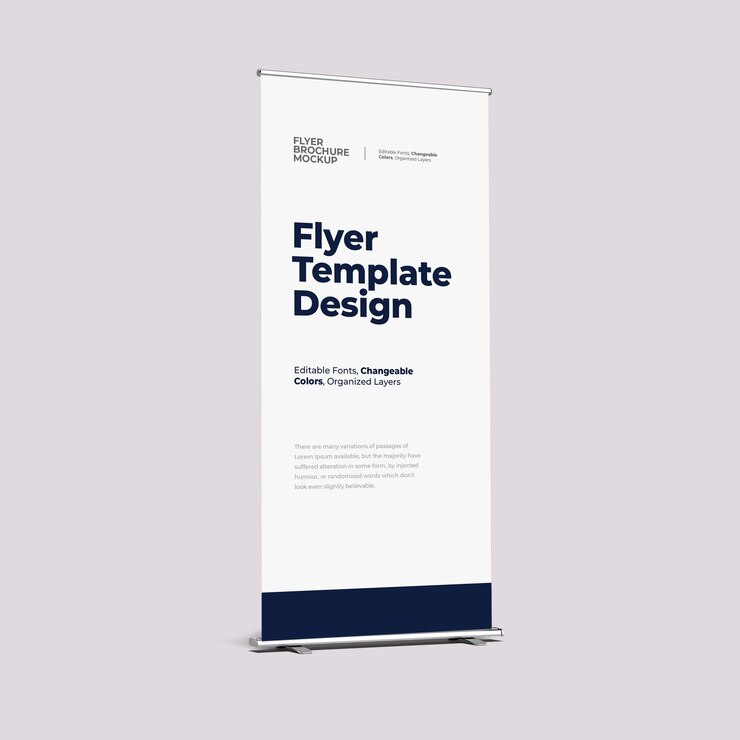 PSD modèle de flyer sur l'affichage de bannières roulantes
