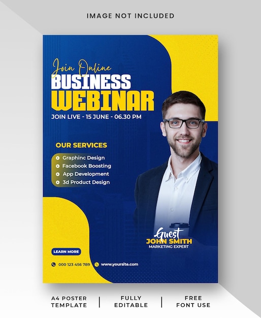 Modèle de flyer ou d'affiche de webinaire d'affaires en ligne
