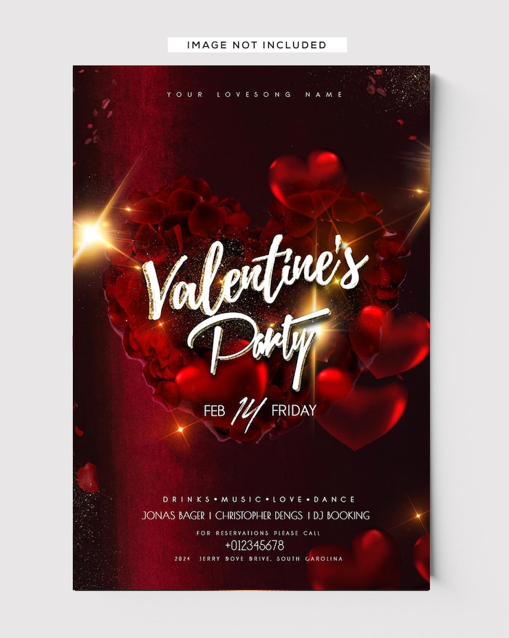 PSD modèle de flyer d'artiste happy hearts day