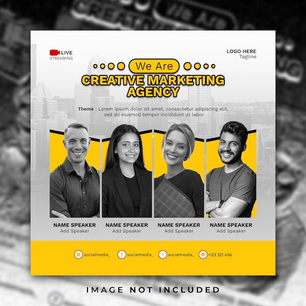 Modèle de flyer de bannière d'agence de marketing sur les médias sociaux