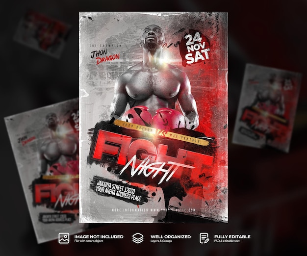 PSD modèle de flyer de boxe