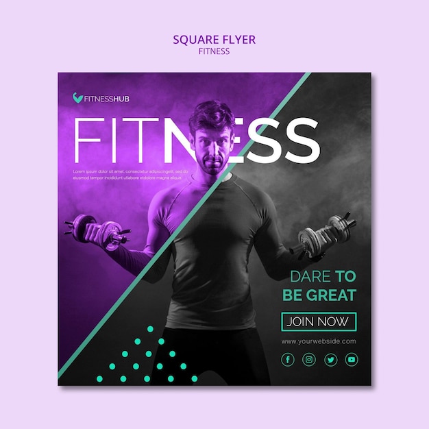 PSD modèle de flyer carré de fitness