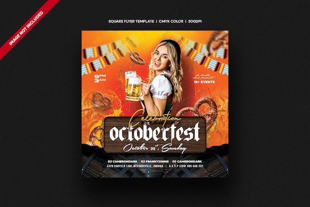 Modèle de flyer carré d'octobrefest