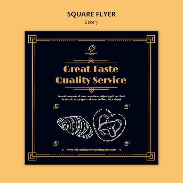 Modèle de flyer carré pour boulangerie avec tableau noir dessiné à la main