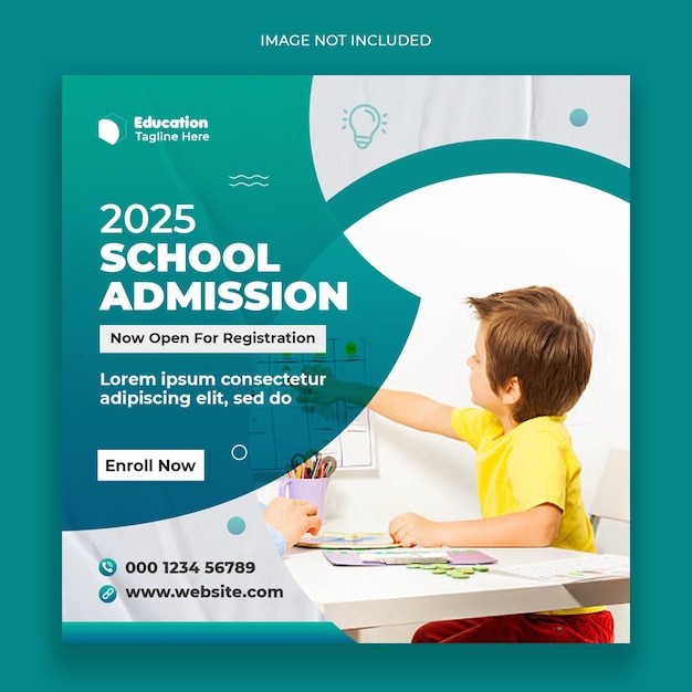 Modèle De Flyer Carré De Publication Sur Les Médias Sociaux Et De Bannière Web D'admission à L'école