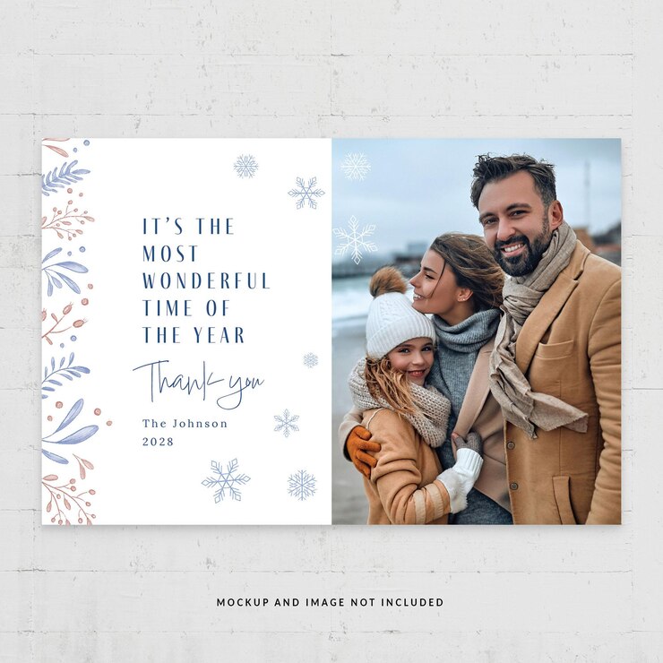 PSD modèle de flyer de carte photo d'hiver