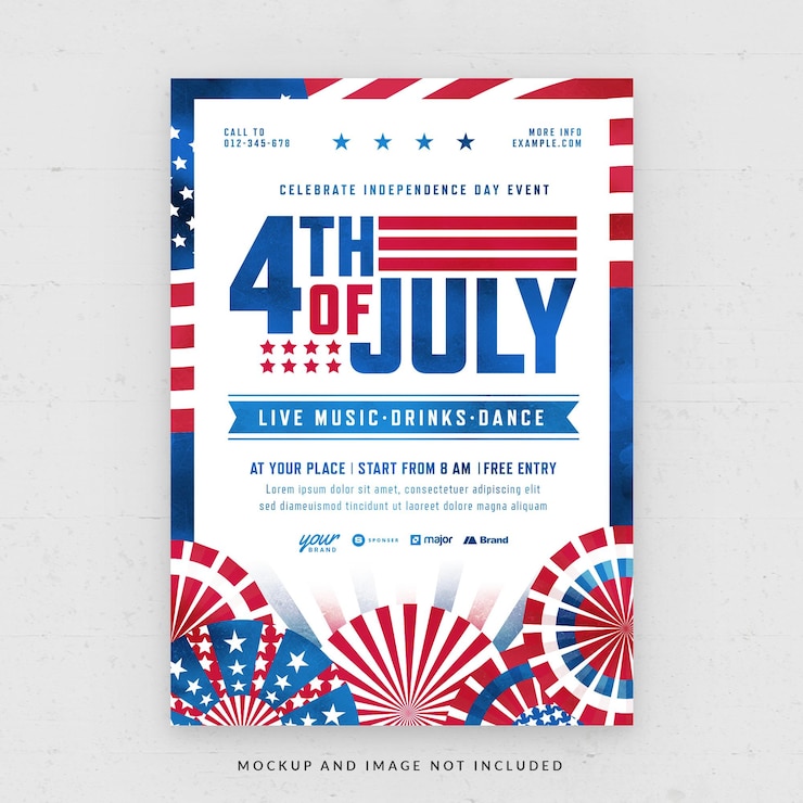 PSD modèle de flyer de célébration de la fête de l'indépendance du 4 juillet en psd