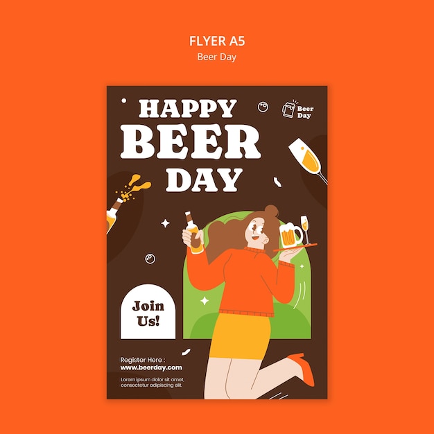 Modèle de flyer de célébration de la journée de la bière