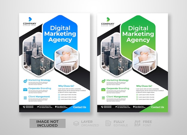 PSD modèle de flyer de concept polyvalent d'agence de marketing numérique d'entreprise moderne et créatif