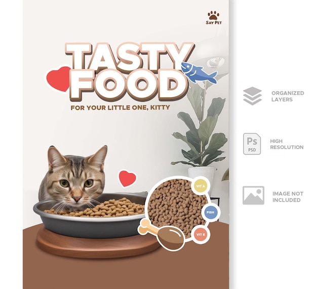 PSD modèle de flyer de concept de publicité pour les aliments pour animaux de compagnie