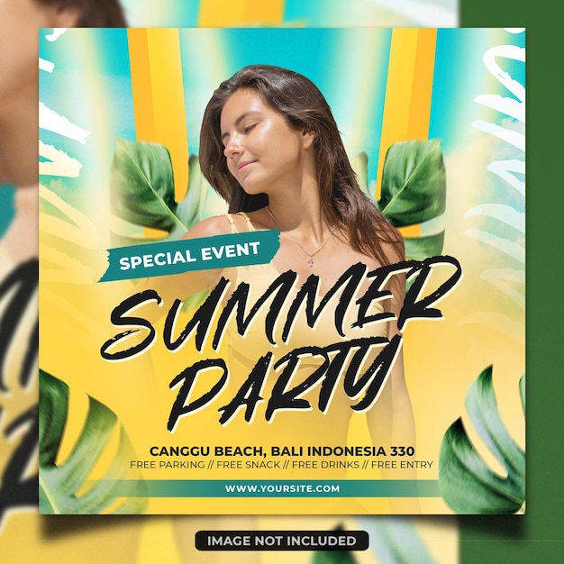 Modèle de flyer de concert d'été à la plage