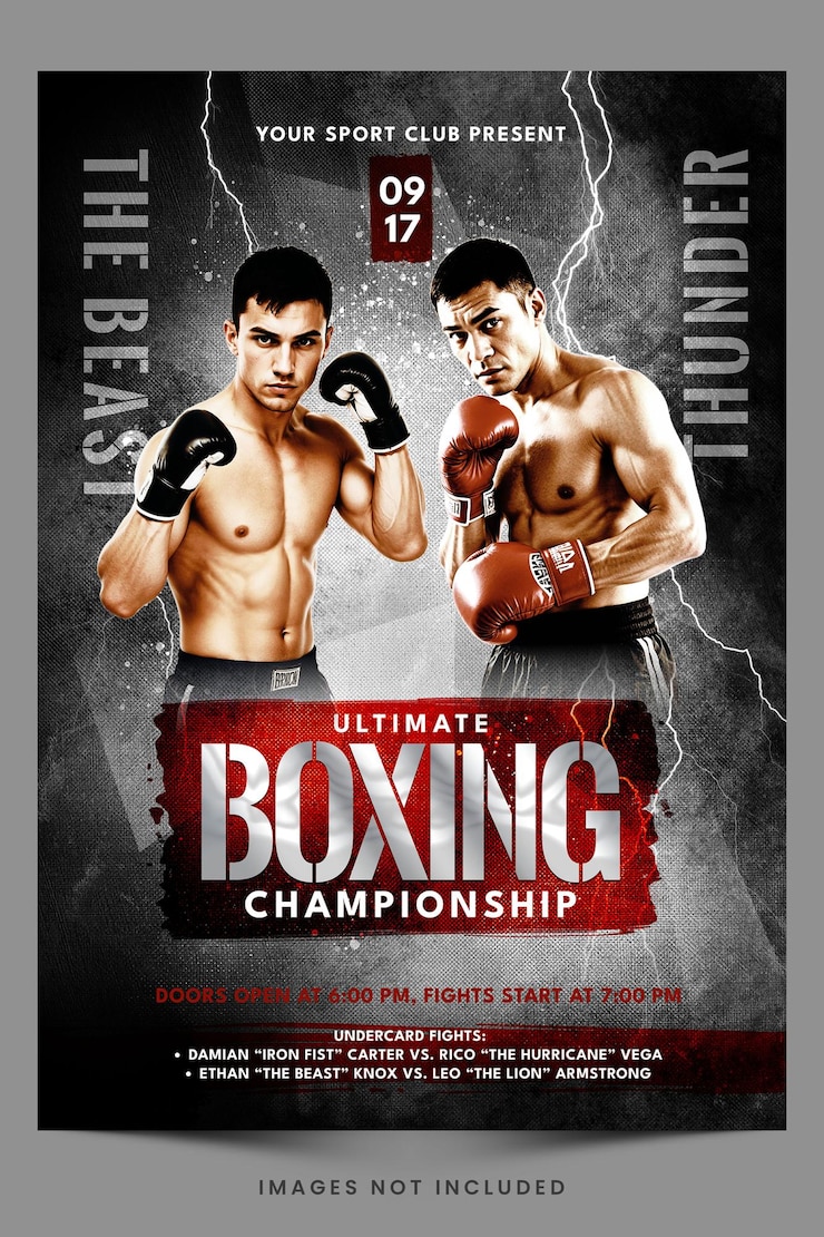 PSD modèle de flyer du championnat de boxe