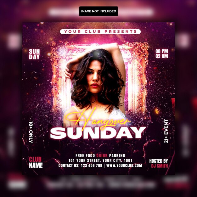 Modèle de flyer du club de soirée Dj Hangover After Work