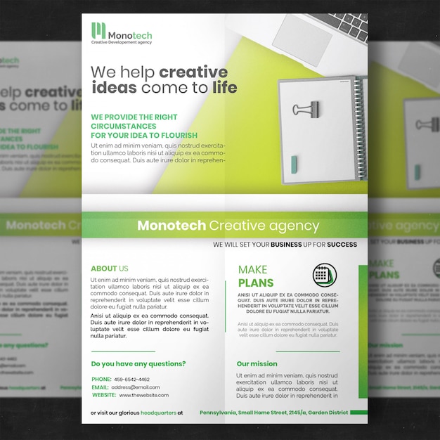 PSD modèle de flyer d'entreprise vert