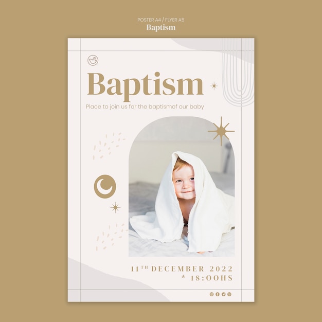 Modèle De Flyer D'événement De Baptême Nouveau-né