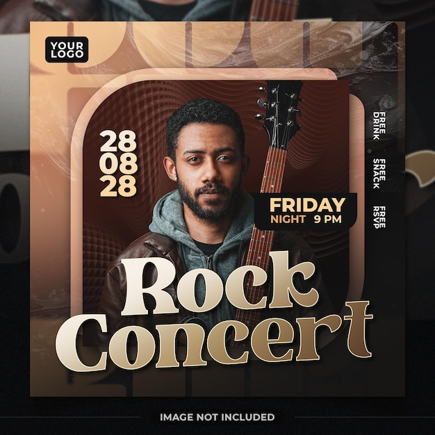 PSD modèle de flyer d'événement de concert de rock