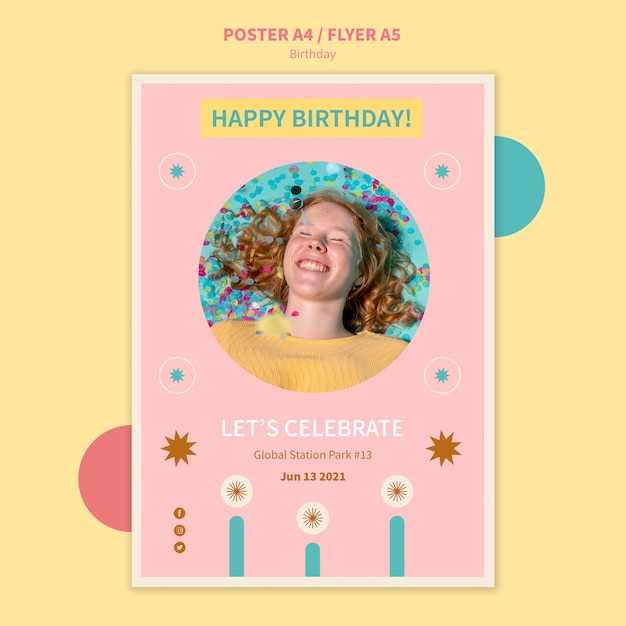 PSD modèle de flyer de fête d'anniversaire