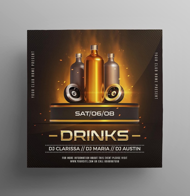 PSD modèle de flyer de fête de boissons